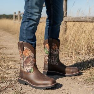 Wolverine Brown and Green Camo Boots Waterproof Men’s Size9.5 M